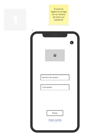 Wireframe of a sign-in screen for the app, labeled &ldquo;Wireframe 1&rdquo;, with account number and password fields.